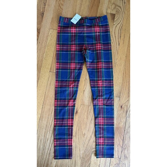 NWT Crewcuts J Crew Girls 14 Red Plaid Holiday Pull On Leggings Cotton Spandex - Picture 1 of 7